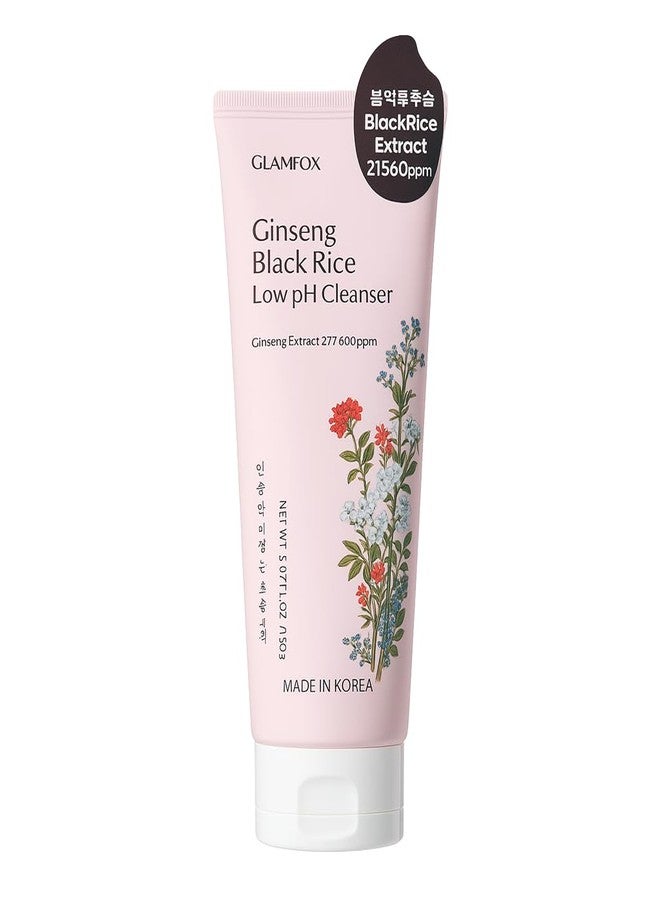 Glamfox Ginseng Black Rice Low pH Cleanser, Gentle Face Wash with Fermented Ginseng, Rice Extract, For Sensitive Skin - Image 1